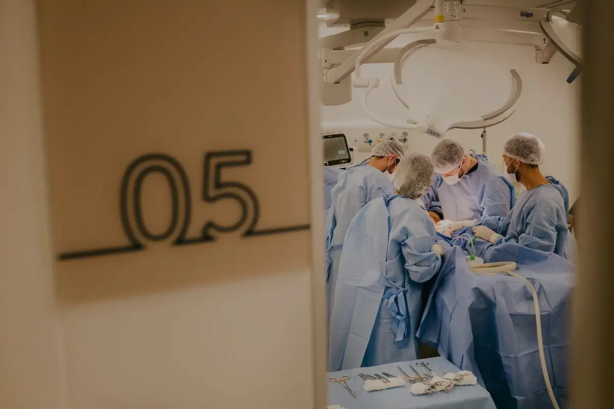 Surgical team in an operating theatre